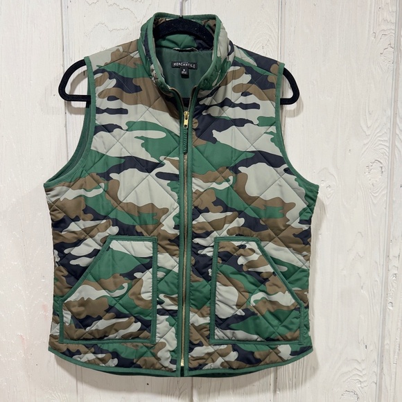 J. Crew Mercantile Excursion Printed Quilted Puffer Vest In Camo - Picture 2 of 8